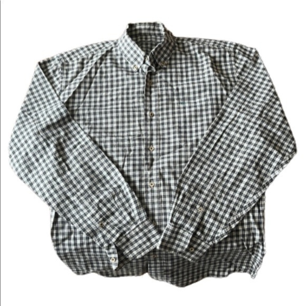 Southern Tide navy blue/white plaid casual button down dress shirt size L